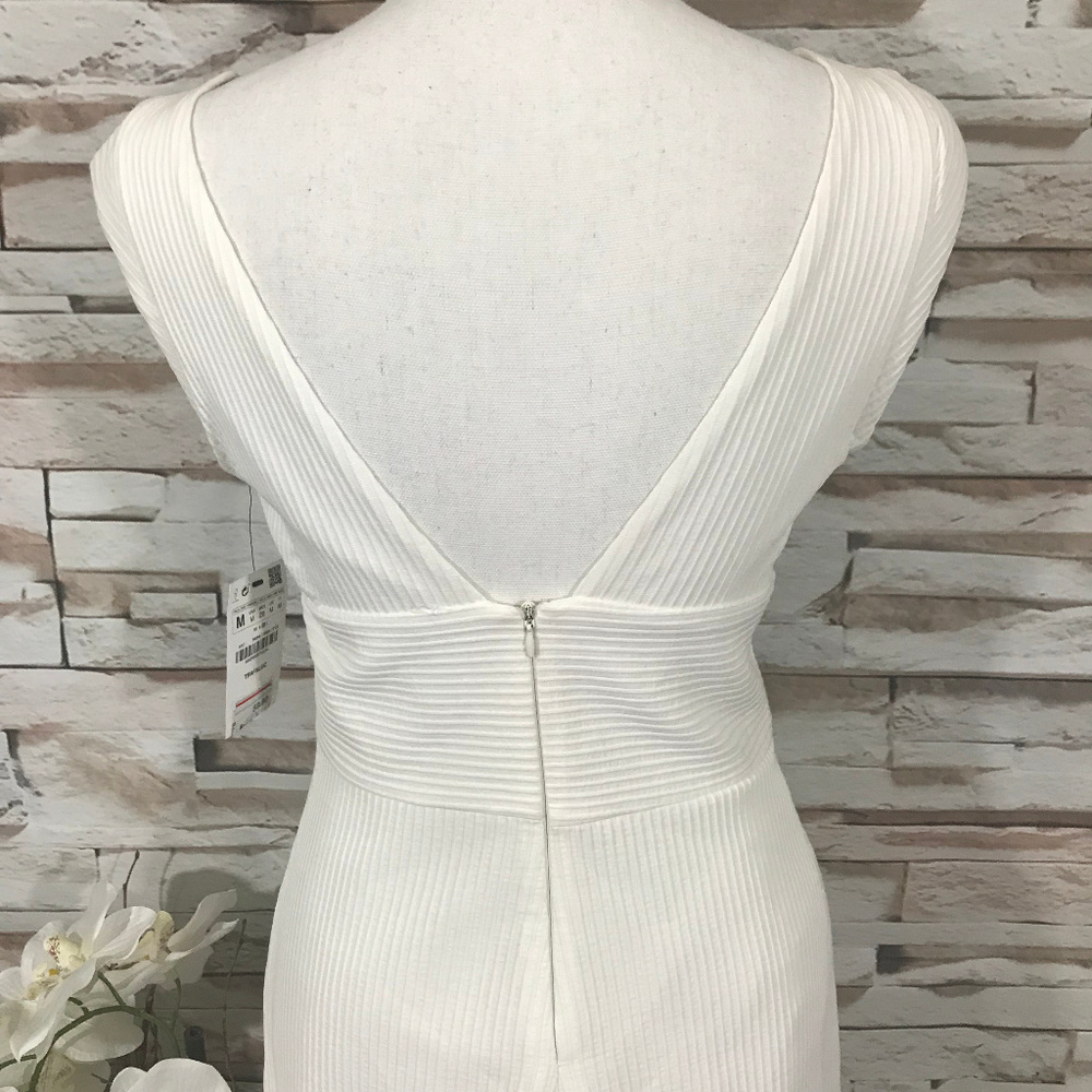 Zara White Dress Sz M (F08) - Picture 5 of 7